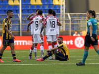 Players of US Cremonese celebrate at the end of the Serie B match between SS Juve Stabia and Cremonese at Stadio Romeo Menti Castellammare D...