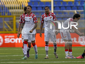 Players of US Cremonese celebrate at the end of the Serie B match between SS Juve Stabia and Cremonese at Stadio Romeo Menti Castellammare D...