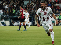 Karol Linetty (Torino FC) celebrates during the Serie A TIM match between Cagliari Calcio and Torino FC in Italy on October 20, 2024 (