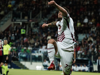 Karol Linetty (Torino FC) celebrates during the Serie A TIM match between Cagliari Calcio and Torino FC in Italy on October 20, 2024 (