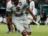 Karol Linetty (Torino FC) celebrates during the Serie A TIM match between Cagliari Calcio and Torino FC in Italy on October 20, 2024 (