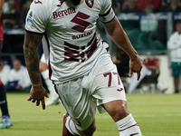 Karol Linetty (Torino FC) celebrates during the Serie A TIM match between Cagliari Calcio and Torino FC in Italy on October 20, 2024 (