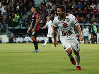 Karol Linetty (Torino FC) celebrates during the Serie A TIM match between Cagliari Calcio and Torino FC in Italy on October 20, 2024 (