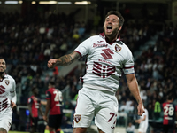 Karol Linetty (Torino FC) celebrates during the Serie A TIM match between Cagliari Calcio and Torino FC in Italy on October 20, 2024 (