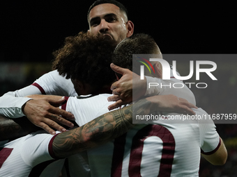 Karol Linetty (Torino FC) celebrates during the Serie A TIM match between Cagliari Calcio and Torino FC in Italy on October 20, 2024 (