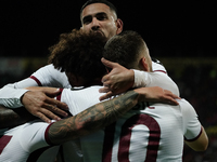 Karol Linetty (Torino FC) celebrates during the Serie A TIM match between Cagliari Calcio and Torino FC in Italy on October 20, 2024 (