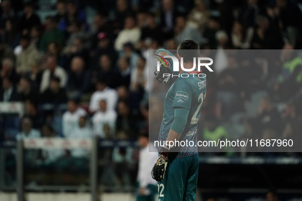 Simone Scuffet (#22 Cagliari Calcio) participates in the Serie A TIM match between Cagliari Calcio and Torino FC in Italy on October 20, 202...