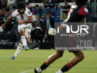 Saul Coco of Torino FC participates in the Serie A TIM match between Cagliari Calcio and Torino FC in Italy on October 20, 2024 (