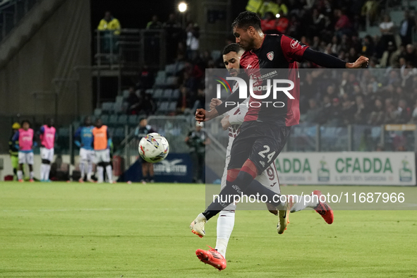 Jose Luis Palomino (#24 Cagliari Calcio) participates in the Serie A TIM match between Cagliari Calcio and Torino FC in Italy on October 20,...