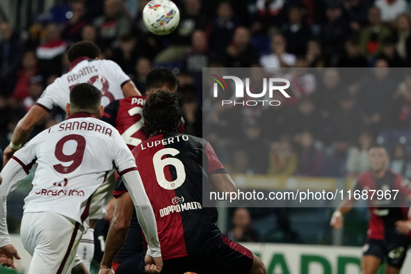 Sebastiano Luperto (#6 Cagliari Calcio) participates in the Serie A TIM match between Cagliari Calcio and Torino FC in Italy on October 20,...