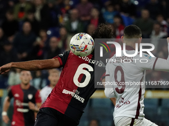 Sebastiano Luperto (#6 Cagliari Calcio) participates in the Serie A TIM match between Cagliari Calcio and Torino FC in Italy on October 20,...