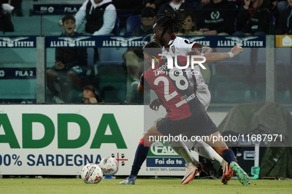 Gabriele Zappa (#28 Cagliari Calcio) participates in the Serie A TIM match between Cagliari Calcio and Torino FC in Italy on October 20, 202...