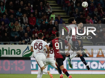 Saul Coco of Torino FC and Gianluca Lapadula of Cagliari Calcio (#9) during the Serie A TIM match between Cagliari Calcio and Torino FC in I...