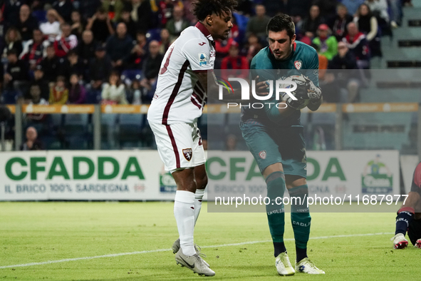 Simone Scuffet (#22 Cagliari Calcio) participates in the Serie A TIM match between Cagliari Calcio and Torino FC in Italy on October 20, 202...