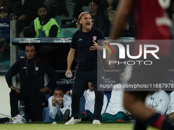 Davide Nicola coaches Cagliari Calcio during the Serie A TIM match between Cagliari Calcio and Torino FC in Italy, on October 20, 2024 (