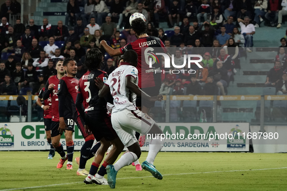 Sebastiano Luperto (#6 Cagliari Calcio) participates in the Serie A TIM match between Cagliari Calcio and Torino FC in Italy on October 20,...