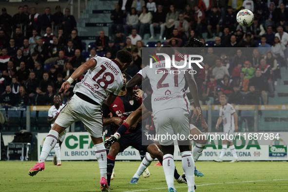 Sebastiano Luperto (#6 Cagliari Calcio) participates in the Serie A TIM match between Cagliari Calcio and Torino FC in Italy on October 20,...