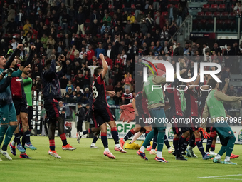 The team of Cagliari celebrates during the Serie A TIM match between Cagliari Calcio and Torino FC in Italy on October 20, 2024 (