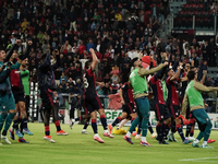 The team of Cagliari celebrates during the Serie A TIM match between Cagliari Calcio and Torino FC in Italy on October 20, 2024 (