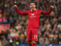 Liverpool's Curtis Jones celebrates after scoring their second goal during the Premier League match between Liverpool and Chelsea at Anfield...