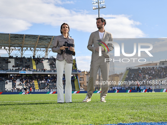 DAZN commentators during the Serie A match between Empoli FC and SSC Napoli in Empoli, Italy, on October 20, 2024, at the Carlo Castellani....