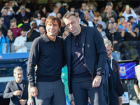 Antonio Conte, manager of SSC Napoli, and Roberto D'Aversa, head coach of Empoli FC, during the Serie A TIM match between Empoli FC and SSC...