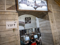 Iranian youths play video games at a gaming venue at night in Tabriz, Iran, on October 18, 2024, amid global concerns about war between Iran...