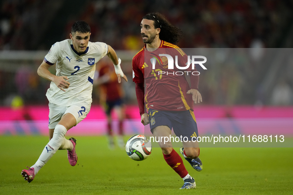 Marc Cucurella left-Back of Spain and Chelsea FC during the UEFA Nations League 2024/25 League A Group A4 match between Spain and Serbia at...