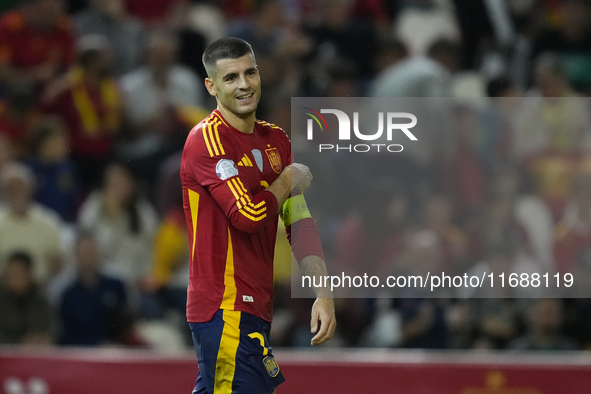 Alvaro Morata centre-forward of Spain and AC Milan during the UEFA Nations League 2024/25 League A Group A4 match between Spain and Serbia a...