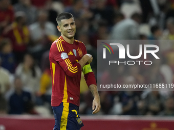 Alvaro Morata centre-forward of Spain and AC Milan during the UEFA Nations League 2024/25 League A Group A4 match between Spain and Serbia a...