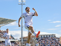 Khvicha Kvaratskhelia celebrates after scoring his team's goal during the Serie A TIM match between Empoli FC and SSC Napoli in Empoli, Ital...