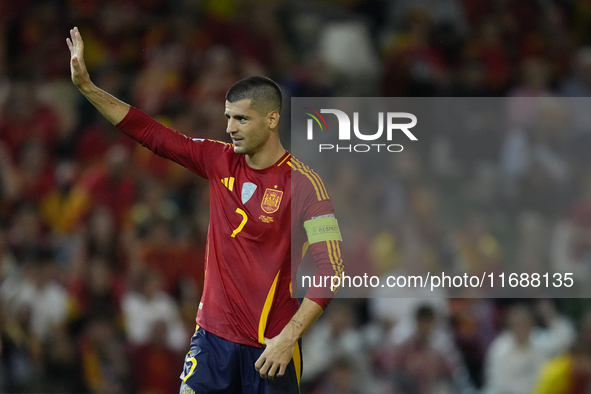 Alvaro Morata centre-forward of Spain and AC Milan during the UEFA Nations League 2024/25 League A Group A4 match between Spain and Serbia a...