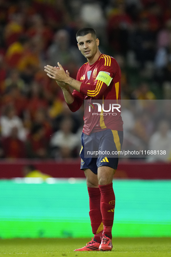 Alvaro Morata centre-forward of Spain and AC Milan during the UEFA Nations League 2024/25 League A Group A4 match between Spain and Serbia a...