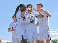 Khvicha Kvaratskhelia celebrates with teammates after scoring a goal during the Serie A match between Empoli FC and SSC Napoli in Empoli, It...