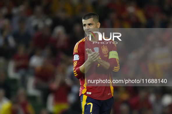 Alvaro Morata centre-forward of Spain and AC Milan during the UEFA Nations League 2024/25 League A Group A4 match between Spain and Serbia a...