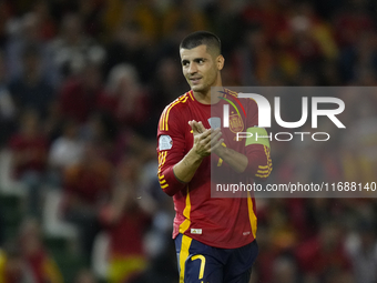 Alvaro Morata centre-forward of Spain and AC Milan during the UEFA Nations League 2024/25 League A Group A4 match between Spain and Serbia a...