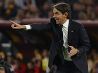 Simone Inzaghi coaches Inter during the Serie A soccer match between AS Roma and Inter FC at Stadio Olimpico in Rome, Italy, on October 20,...