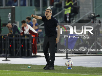 Ivan Juric coaches Roma during the Serie A soccer match between AS Roma and Inter FC at Stadio Olimpico in Rome, Italy, on October 20, 2024....