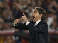 Simone Inzaghi coaches Inter during the Serie A soccer match between AS Roma and Inter FC at Stadio Olimpico in Rome, Italy, on October 20,...