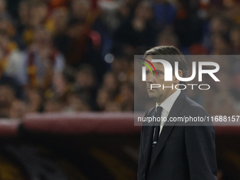 Simone Inzaghi coaches Inter during the Serie A soccer match between AS Roma and Inter FC at Stadio Olimpico in Rome, Italy, on October 20,...