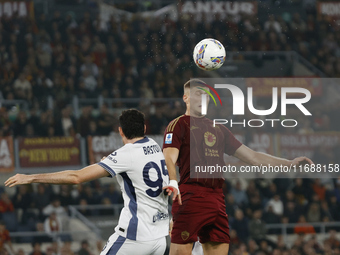 Artem Dovbyk plays during the Serie A soccer match between AS Roma and Inter FC at Stadio Olimpico in Rome, Italy, on October 20, 2024. (