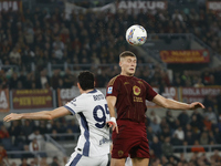 Artem Dovbyk plays during the Serie A soccer match between AS Roma and Inter FC at Stadio Olimpico in Rome, Italy, on October 20, 2024. (