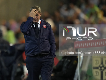 Dragan Stojkovic head coach of Serbia reacts during the UEFA Nations League 2024/25 League A Group A4 match between Spain and Serbia at Esta...