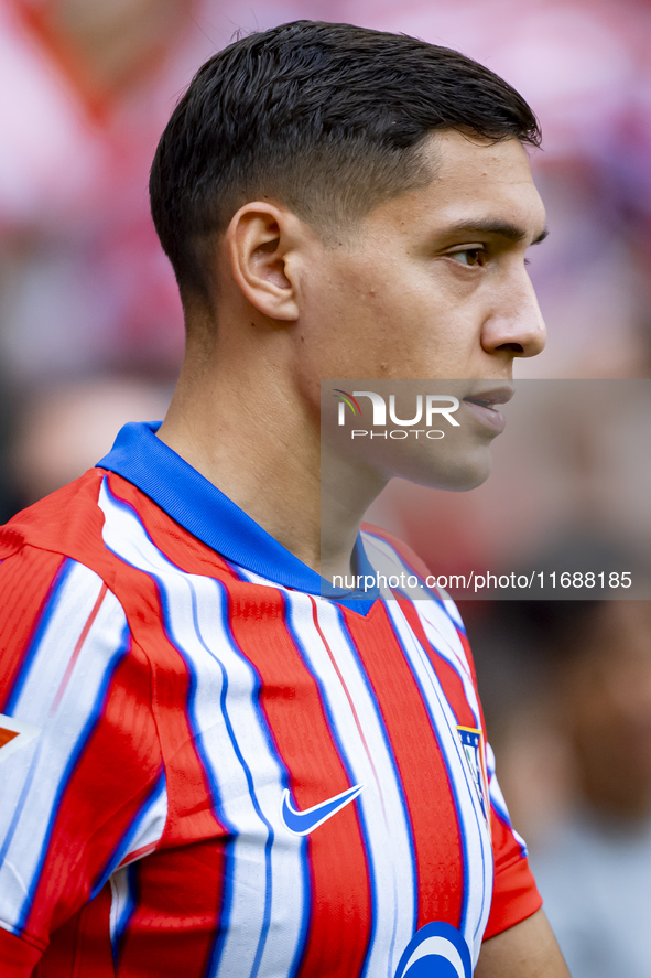 Nahuel Molina of Atletico de Madrid enters the field during the La Liga EA Sports 2024/25 football match between Atletico de Madrid and CD L...