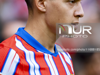 Nahuel Molina of Atletico de Madrid enters the field during the La Liga EA Sports 2024/25 football match between Atletico de Madrid and CD L...