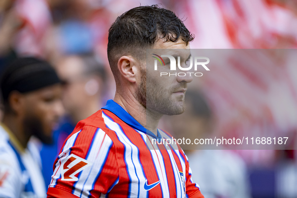 Javi Galan of Atletico de Madrid enters the field during the La Liga EA Sports 2024/25 football match between Atletico de Madrid and CD Lega...