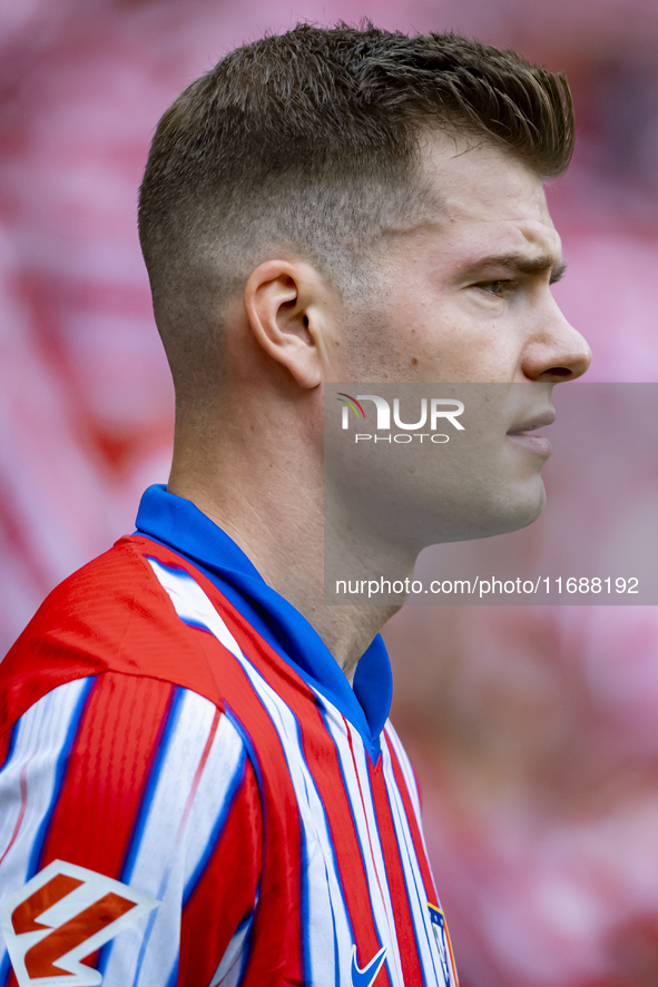 Alexander Sorloth of Atletico de Madrid enters the field during the La Liga EA Sports 2024/25 football match between Atletico de Madrid and...