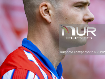 Alexander Sorloth of Atletico de Madrid enters the field during the La Liga EA Sports 2024/25 football match between Atletico de Madrid and...