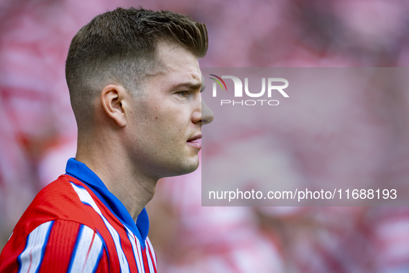 Alexander Sorloth of Atletico de Madrid enters the field during the La Liga EA Sports 2024/25 football match between Atletico de Madrid and...