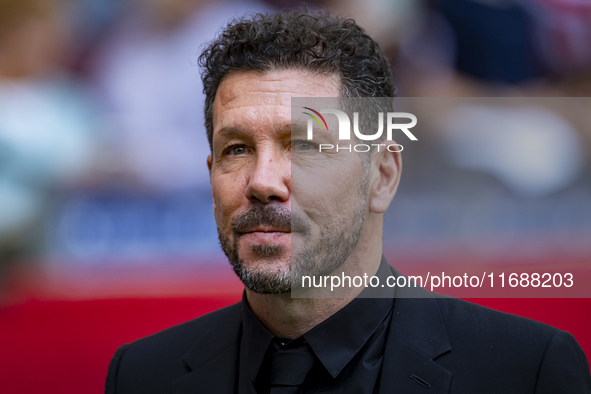 Diego Pablo Simeone, head coach of Atletico de Madrid, enters the field during the La Liga EA Sports 2024/25 football match between Atletico...